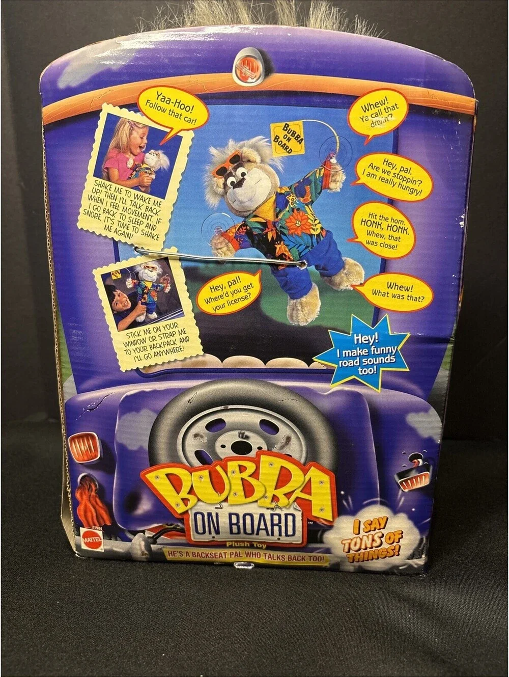 NEW NIB NOS VTG 1998 Mattel Bubba on Board Talking Bear Works Suction Cups Paws